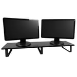 Large Twin Monitor Riser Stand For TV PC DVD Dual Double Screen Desk Mount Black