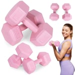 Hex hantlar set 2x3 kg, träningsvikter, fitnessbelastning, rosa, ModernHome