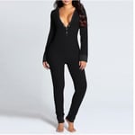 Långärmad Jumpsuit med Bakåtknappar - Lingerie, Onesie, Pyjamas B purple Xxxl