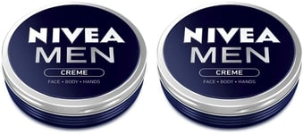 Nivea Men Creme 2 x Face  Body  Hands TINS 75ml EACH lowest price 