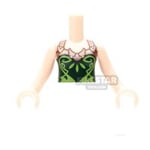 LEGO Elves Mini Figure Torso - Dark Green Halter Top with Copper Straps