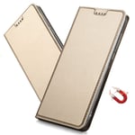 MRSTER Xiaomi Redmi Note 9 Case, Xiaomi Redmi Note 9 Premium PU Leather Cover with Hidden Magnetic Adsorption Shockproof Flip Wallet Case for Xiaomi Redmi Note 9. DT Gold