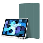 ZOYU Case for iPad Air 5th (2022) with Pencil Holder, Slim Soft TPU Back Lightweight Trifold Stand Shell Auto Wake/Sleep Shockproof Cover, for iPad Air 4th Generation 2020 iPad 10.9 Inch case, Dark Green
