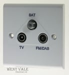 Deta Slimline White Moulded - S1340 - TV/FM (DAB) /SAT Triplexer Outlet New
