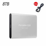 Disque dur externe SSD portable haute vitesse,stockage de masse,interface USB 3.0,2 To,4 To,8 To,16 To,30 To- 8TB Silver