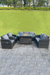 Rattan Outdoor Gas Fire Pit Table Sets Gas Heater Lounge Love Sofa Reclining Chairs