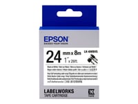 Epson Lk-6Wbvs - Vinyl - Svart På Vitt - Rulle ( 2,4 Cm X 8 M) 1 Kassett(Er) Etikettband Till Självlaminerande Kabelfolie - För Labelworks Lw-1000P, Lw-600P, Lw-700, Lw-Z700fk, Lw-Z710, Lw-Z900fk