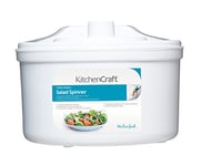 KC BLUE Kitchen Craft - Essoreuse à Salade avec Manivelle, Certifiée sans Bisphénol A (BPA), 22.5 cm - Blanc