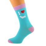 Turquoise & Pale Pink Unisex Socks I Love Bassett Hounds dog UK Size 5-12 X6N570
