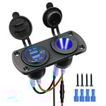 Allume cigare Socket Prise allume cigare 12v Chargeur de Voiture prise usb voiture Prise de Chargeur de Voiture Double QC3.0 USB Chargeur de Voiture,pour Voiture Bateau Marine Moto RV (Type A)