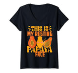 Womens Caricaceae fruit - This Is My Resting Carica Papaya Face V-Neck T-Shirt
