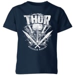 T-Shirt Enfant Marvel - Thor Ragnarok - Logo du Marteau de Thor - Bleu Marine - 11-12 ans