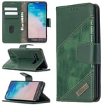 Samsung Galaxy S10 Case, SATURCASE Crocodile Pattern PU Leather Flip Double Magnet Wallet Stand Card Slots Protective Case Cover for Samsung Galaxy S10 (Green)