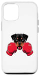 Coque pour iPhone 12/12 Pro Chien rottweiler amusant kickboxing ou boxe