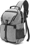 Camera Bag, Photography Package Camera Bag Backpack, Waterproof Photography Backpack, for Canon Nikon CameraGDF,Orange (Color : Grey, Size : Grey)