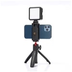 WE Vlog Kit pour Caméra Vidéo Smartphone Trépied Hauteur Réglable Microphone avec Lumière LED, Support de Téléphone, Compatible avec Téléphone DSLR Youtube Vlog - Neuf