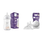 Philips Avent Biberon à Réponse Naturelle de 260 ml, sans BPA & Avent Lot de 2 tétines pour biberon à Réponse Naturelle 0% BPA, Débit 4 pour Bébé de 3 mois + (modèle SCY964/02)