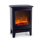 Electric Fireplace Indoor Space Heater Room Thermostat Flame Antique 1850W Black