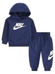 Nike Infants Unisex Club Fleece Hoodie And Jogger Set - Navy, Navy, Size 12 Months