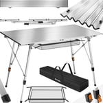 tectake Campingbord i aluminium, höj- och sänkbart, hopfällbart - silver
