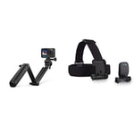 GoPro 3-Way 2.0 (Tripod/Grip/Arm) - Official GoPro Accessory & ACHOM-001 Head Strap and Quick Clip (Official Accessory), Black, 6.1 in*7.3 in*3.9 in