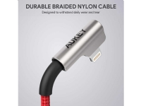 AUKEY CB-AL01 Rød OEM ultrasårig nylon Quick Charge Lightning-USB-kabel | 2m | MFi Apple-certifiering