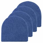 Sweet Home Collection Chair Cushions 100% High Density Memory Foam Pads U Shaped 17" x 16"Non-Slip Skid Rubber Back Seat Cover, 4 Pack, Navy Blue