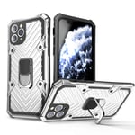 EYZUTAK Case for iPhone 12 iPhone 12 Pro 6.1 inch, Military Grade Protective Phone Case with Magnetic Car Mount 360 Degree Rotation Metal Finger Ring Holder Magnet Car Holder Shockproof Case - Silver