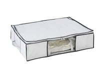 WENKO Housse rangement sous vide avec boîte de rangement, Soft Box M, 75% d'économie de place, protège les textiles de l'humidité et des mites, Plastique, 65x50x15cm, Blanc - Transparent