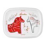 Bricka Dalahäst Kurbits 32x25cm, Vit