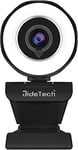 JideTech Webcam 30 FPS 2K avec lumière annulaire, Webcam USB HD avec Microphone et trépied, caméra de Streaming Plug & Play pour PC, Ordinateur Portable, Mac, Bureau
