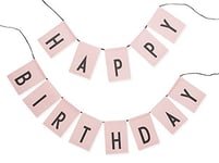 Design Letters-Guirlande de fanions réversible Happy Birthday/Surprise Party-Réutilisable (Rose), 20202002GREEN
