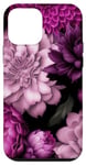 Coque pour iPhone 12 mini Motif floral rose et violet avec des fleurs de dahlia