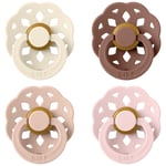 BIBS 4-Pack BIBS Boheme Napp Av Latex Ivory Blush / Woodchuck Blossom | Rosa | 6+ months