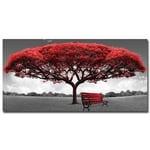 ZXWL Modern Red Money Tree Wall Art Canvas Posters Prints Wall Pictures For Office Living Room Home Decor Artwork 20X40cm Frameless
