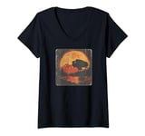 Womens Vintage Bison in Wilderness American Buffalo Wildlife Park V-Neck T-Shirt