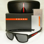 Prada Black Sunglasses Mens Designer Red Rectangle SPS 03W DG0-06F PS03WS