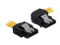 Delock Cable SATA - Câble SATA - Serial ATA 150/300 - SATA (F) pour SATA (F) - 30 cm - verrouillé, connecteur à angle droit, connecteur droite - jaune