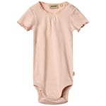 Wheat Edna Ribbad Kortärmad Baby Body Powder | Rosa | 80 cm