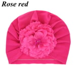 Baby Flower Hat Beanie Cap Elastic Headwrap Rose Red