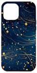 Coque pour iPhone 13 Pro Max Jolie étoile scintillante bleu nuit dorée