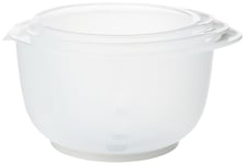 Chef Aid Contain 3 Mixing Bowls, Non-Slip Base, Soft Grip Handle, Microwave and Dishwasher Safe, Compact, Stackable, Ideal for baking and cooking,Off-white, 1.5 Litre, 2 Litre, 2.5 Litre