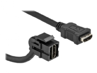 Delock - HDMI-kabel - HDMI hona angled, keystone till HDMI hane rak - 30 cm - svart - 4K30 Hz (3840 x 2160) stöd