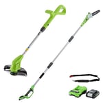 Greenworks 24V 20cm Pole-Saw, Trimmer with 2Ah Battery/Charger