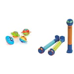 Zoggs Unisex Baby 4 Pack Kids Seal Flips Pool, Multicolour, One Size UK & Dive Sticks Pool Toys, Confidence Building Diving Sticks, Safe Swimming Pool Toys, Diving Sticks (3 Pk)