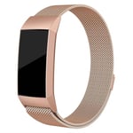 Fitbit Charge 3 / 4 - Milanese armband i Rostfritt stål Str. L Rosa guld