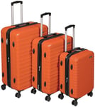 Amazon Basics Valise de Voyage à Roulettes Pivotantes, Orange Brûlé, Lot de 3 Valises (55 cm, 68 cm, 78 cm)