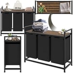 tectake® Meuble de buanderie Industriel 3 Paniers à linge Corbeille a linge Panier rangement Panier linge sale Bac de rangement Organisateur salle de bain chambre Meuble buanderie Panière à linge