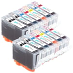 14 Ink Cartridges (Set) to replace Canon PGI-5 & CLI-8 Bk C M Y PC PM Compatible