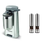 Kenwood CAP70.A0SI 3-in-1, Can Opener, Knife Sharpener, Bottle Opener, 40 W, Silver & Salter 7722 SSTUR Electric Mill Grinder Set – Brushed Stainless Steel Finish, Ceramic Mechanism